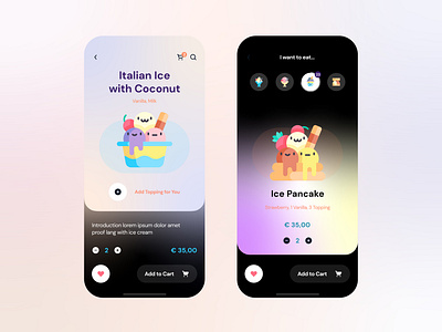 Ice cream App UI application design designer india interface lalit screen startup ui ui designer ui visual designer ux