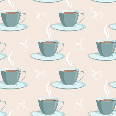 cup of coffe pattern design illustration pastel colors pattern pattern design vector