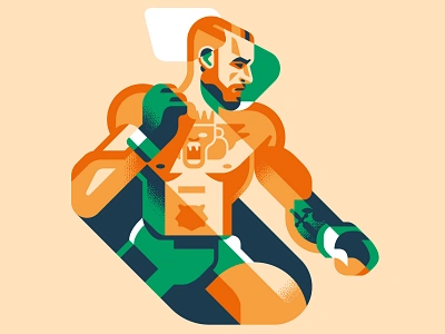 The notorious champion character design fight flat geometric illustration ireland mcgregor mma ring