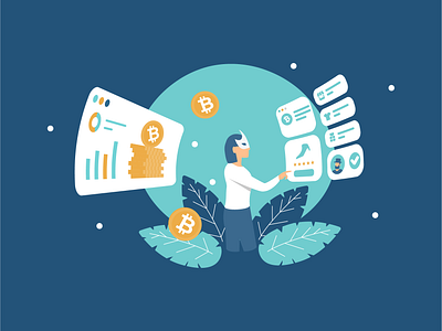 Crypto Shopping bitcoin blue branding crypto design illustration minimal modern money shopping simple ui ux vector