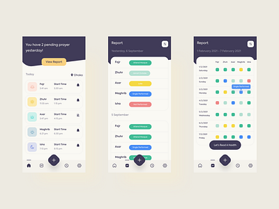 Prayer Tracker App app design islamic prayer status tracker ui ui design ux