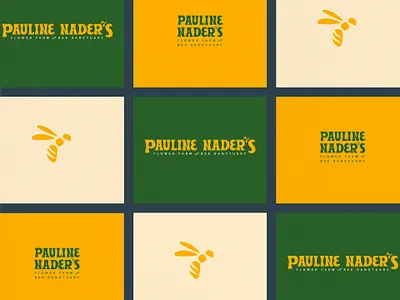 Pauline Nader's Flower Farm bee branding branding design farm flower logo design phldesign retro vintage logo