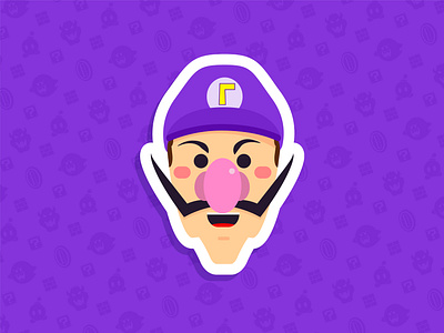 Waluigi character cute emoji game game art graphics illustration item mario bros mario brothers minimal nintendo pattern smash bros smashicons sticker super smash bros vector art vector illustration waluigi