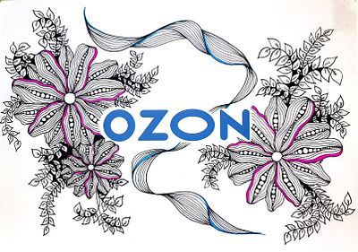 Ozon branding design doodles drawing flowers illustration lines logo zentangle