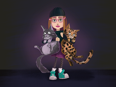 18.”Pets” (DailyUi) cat design girl illustration pets ui web