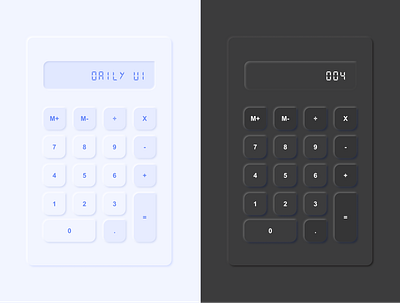 Daily UI Challenge 004 - Calculator 004 calculator daily004 dailyui dark mode light mode neumorphism