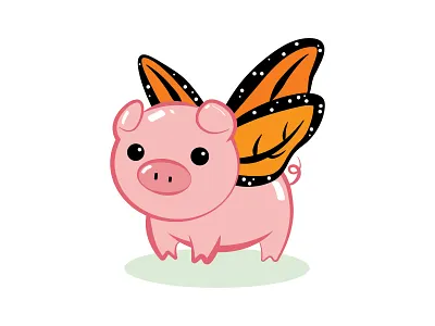 Monarch Pig butterfly character flying pig illustration pig