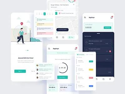 Time Tracker App - Apploye app clean design gps illustration interface location map monitoring time tracker tracking ui ui design ux