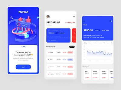 Investment APP 3d app blue clean design finance inspiration invest investment ios simple splash screen stock market ui ux