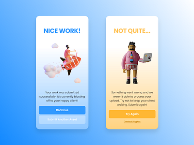 100 Days of UI - 011 - Flash Message 100daysofui 3d 3d art app dailyui design failure feedback flash message flash messages gradient illustration minimal submission portal success ui ux