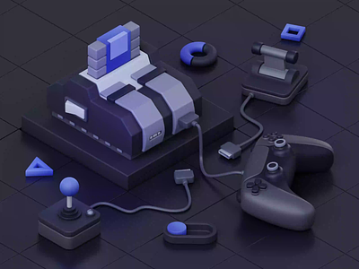 Light/Dark Mode Toggle 3d 3d illustration animation blender clean cute game console game controller illustration isometric low poly minimal nintendo switch button toggle button ui ux workspace