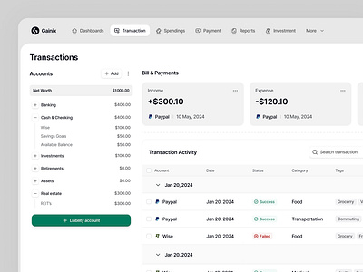 Financial Dashboard - Transaction 💸 dashboard finance payment product saas transaction