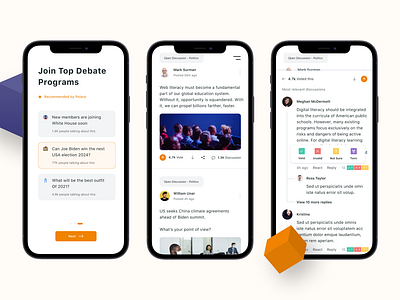 Community App - Join Debate Program app clean community debate design interface ios mobile ui ui design ux