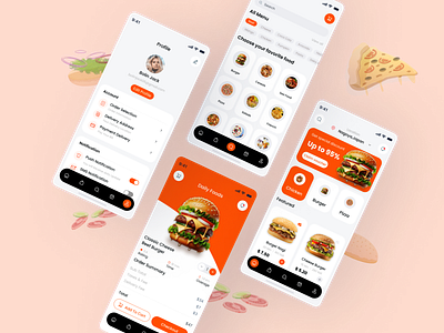 Food Delivery Mobile App Redesign add cart burger courier delivery service dinner discover fast food food and drink food app food delivery food marketplace food order minimal order food popular restaurant restaurant app salad ui design uiux