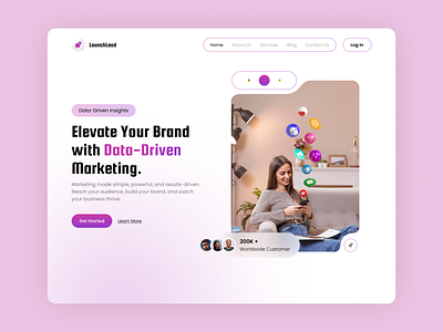 LaunchLead - Landing Page design dribbble landingpage marketing new shot uiux webpage