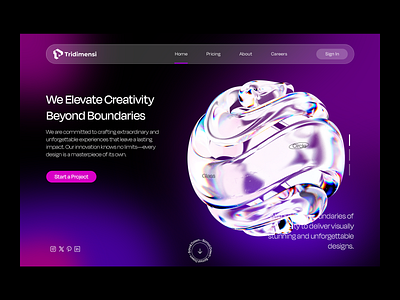 Glass Abstract Landing Page 3d 3d blender abstract free glass graphic design illustration landing page modern purple typography ui