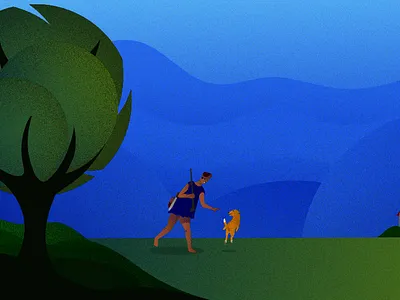 Hunter's friend background illustration landscape landscape illustration vector