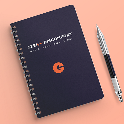 Branding - Seek Discomfort Notebook Mockup brand design branding colorful design diary figmadesign ios logo minimalist logo mockup notebook cover typography