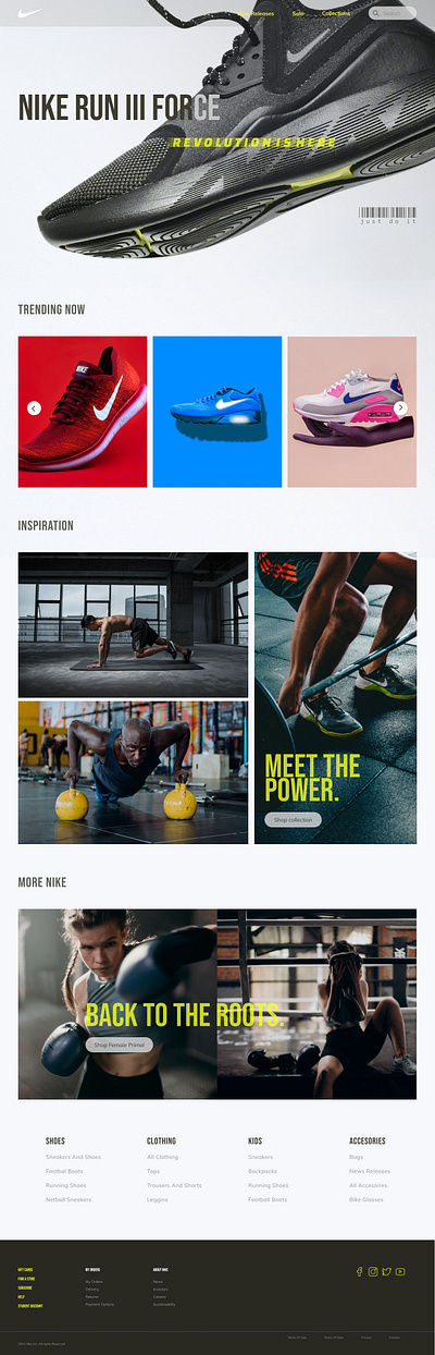 Nike Concept Website fitness nike online shop shoes shop sport ui website concept website design