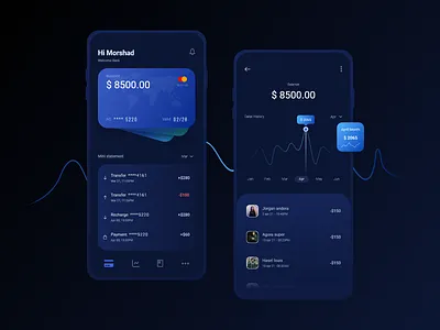 Q pay Dark app bank app card clean dark ui finance mobile app morshad96 new web