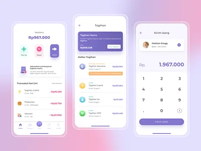 E-Wallet Mobile App bills clean clean design e wallet financial freelance freelancer ios iphone light mode mobile send money ui ux wallet