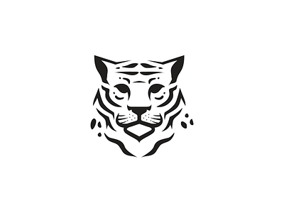 White Tiger awesome logo black striped black white brand identity clean tiger illustration logo inspiration minimalist logo modern logo negativespace print product print redbubbble striped tiger tiger head white tiger