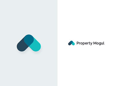 Property Mogul Brand arrow blue brand branding clean design home house illustration investing logo property realestate river river digital strategy teal vector