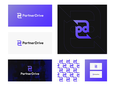 Software Logo - PartnerDrive Logo Concept branding design logo logo design logo designer minimalist monogram partner logo software logo ui