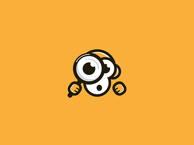 Search Monkey animal character chimpanzee cool fun illustration logo magnifier magnifying glass mascot monkey playful search searching surprised