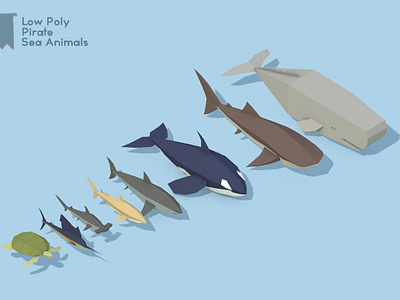 Low Poly Pirate Sea Animals