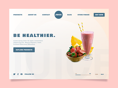 Fruit Juice - Web UI Design. creativity daily e commerce fruit homepage juice landing landing page minimal strawberry typography ui ux web web design website