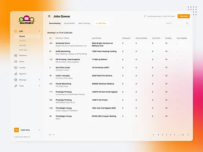 Re-design - DirectMail 2.0 Admin Dashboard admin application apps clean dashboard design interface ui ux website