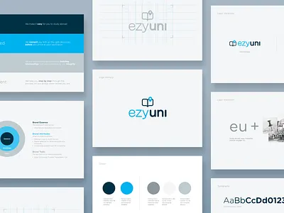 Ezyuni Brand Book app blue brand brand guide brand identity brandbook branding clean creative direction design river river digital strategy study ui ux university website