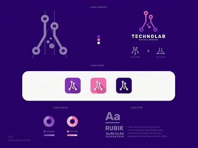 TECHNOLAB awesome brand branding company creative design dualmeaning graphic icon icons illustration lab logo simple symbol tech technology typography vector