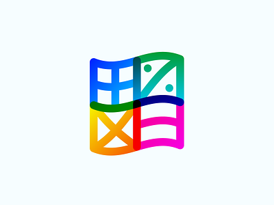 Accounting brand branding colorful divide flag icon identity logo minus multiply negative overlap plus positive square