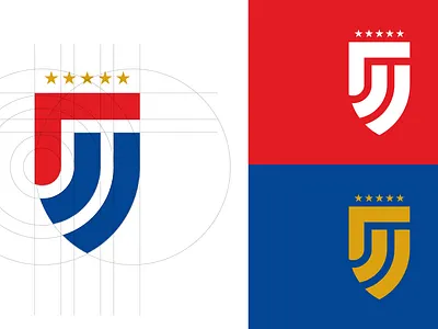 sport logo blue foot red shield soccer sport sports logo symbol