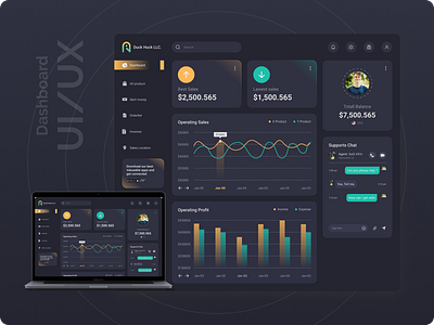 Sales monitoring dark mode dashboard / Admin panel concept daily ui dailyui dark dashboad dashboard dashboard app dashboard design dashboard template dashboard ui data ui ui ux ui design uidesign uiux ux