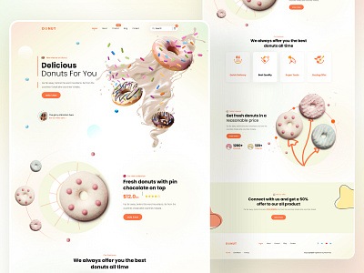 Donut I Food Landing Page Exploration 2021 2021 calendar 2021 design 2021 trend business clean creative clean design clean ui creative design food landing page landing page concept landing page design landing page template landing page ui landingpage typography web design website website concept website design