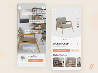 Interiors Online Store App app chair design ecommerce furniture furniture store interior mobile mvp online purchase purrweb react native shop shopping cart soft colors startup store ui ux