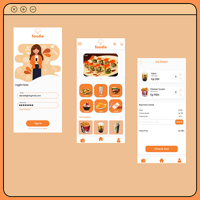 FOOD APP app branding design flat icon illustration illustrator logo minimal ui ux vector