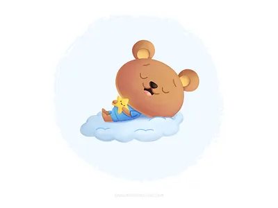 Sweet dreams bear cartoon character cute dreams illustration kawaii kidlitart kids mexico procreate sleep star くま ほし