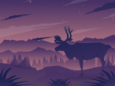 Reindeer 2d animal animals character dribbble dribbble best shot flat flat illustration illustration illustrator landscape landscape illustration mongolia nature nature illustration night reindeer sane tree vector