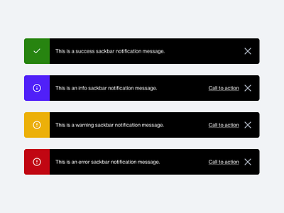 Snackbar notifications color design system feather icons icons interface notification snackbar snackbar notification system ui