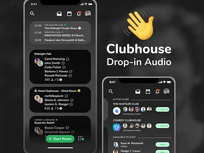 Clubhouse - Dark Mode (Exploration) branding clean clubhouse design graphic design illustration minimal ui uidesign uiux ux uxdesign