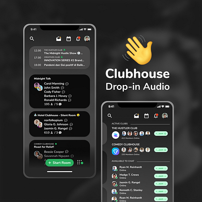 Clubhouse - Dark Mode (Exploration) branding clean clubhouse design graphic design illustration minimal ui uidesign uiux ux uxdesign