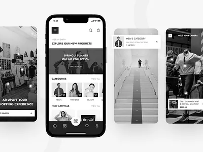 AR Store App Concept app ar arstoreapp augmentedreality clean design mobile monochrome shopping store storeapp ui ux