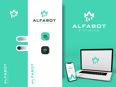 ALFABOT adobe photoshop awesome branding creative design for sale icon inspiration logo logo design logos logosai logotype minimalist modern logo robotic simple design statistics technology typography vector
