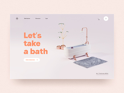 Relax & take a bath 🛀 💦 Vol.2 3d background bath blender bold concept design happy joy of use landing page rendering typography