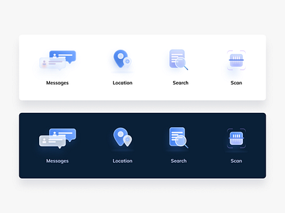 Glass Morphism Icons dark glassmorphism gradient icon icon design icon set iconography icons light location scan search uiux