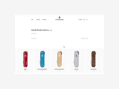 Victorinox — Concept Website. Catalog animation branding design minimal photoshop typography ui ux web website